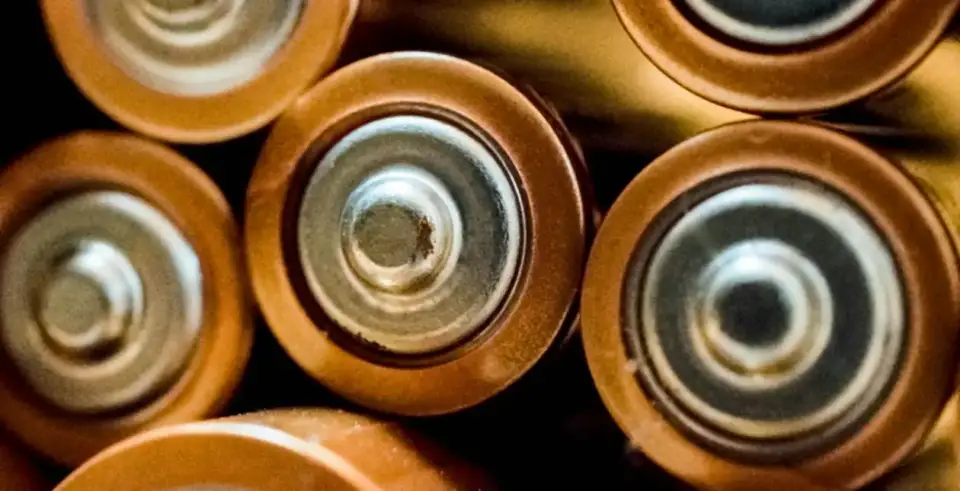 Rows of stacked AA batteries