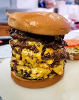 A delicious hamburger from Hank's Hamburgers in Tulsa.